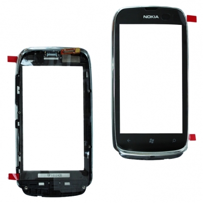 Сенсорный экран Nokia 610  рамкой (в сборе)  Черный