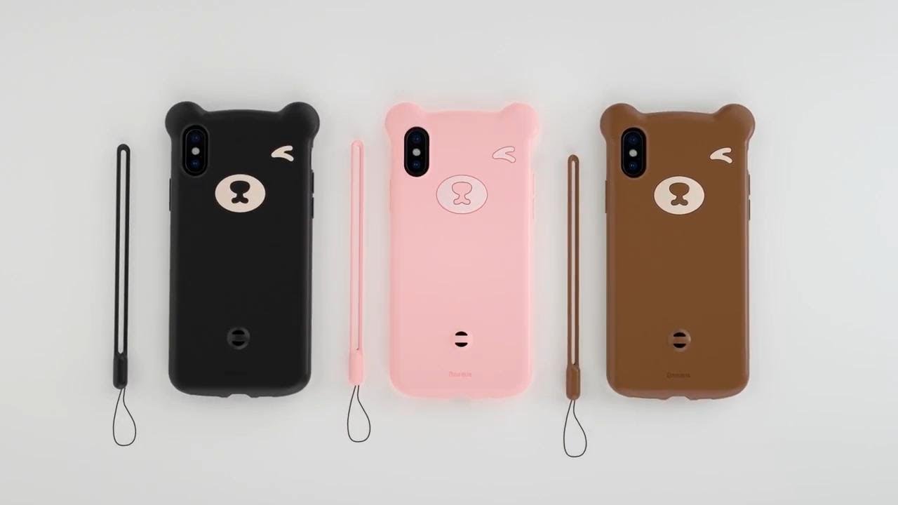 Чехол для iPhone XS Baseus (Bear Silicone Case / черный)