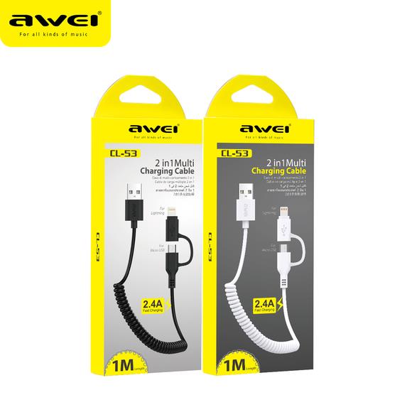 Кабель универсальный 2 in 1 Awei (Lightning/microUSB)