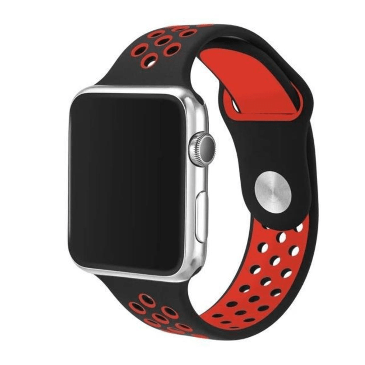Ремешок силиконовый Nike для Apple Watch 38/40/41mm (черно-красный)