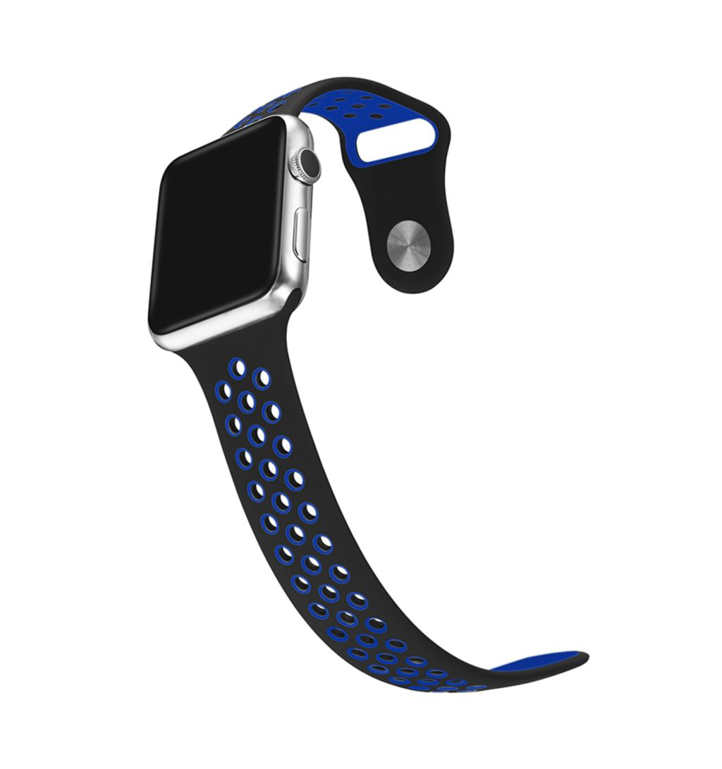 Ремешок силиконовый Nike для Apple Watch 42/44/45mm (сине-черный)