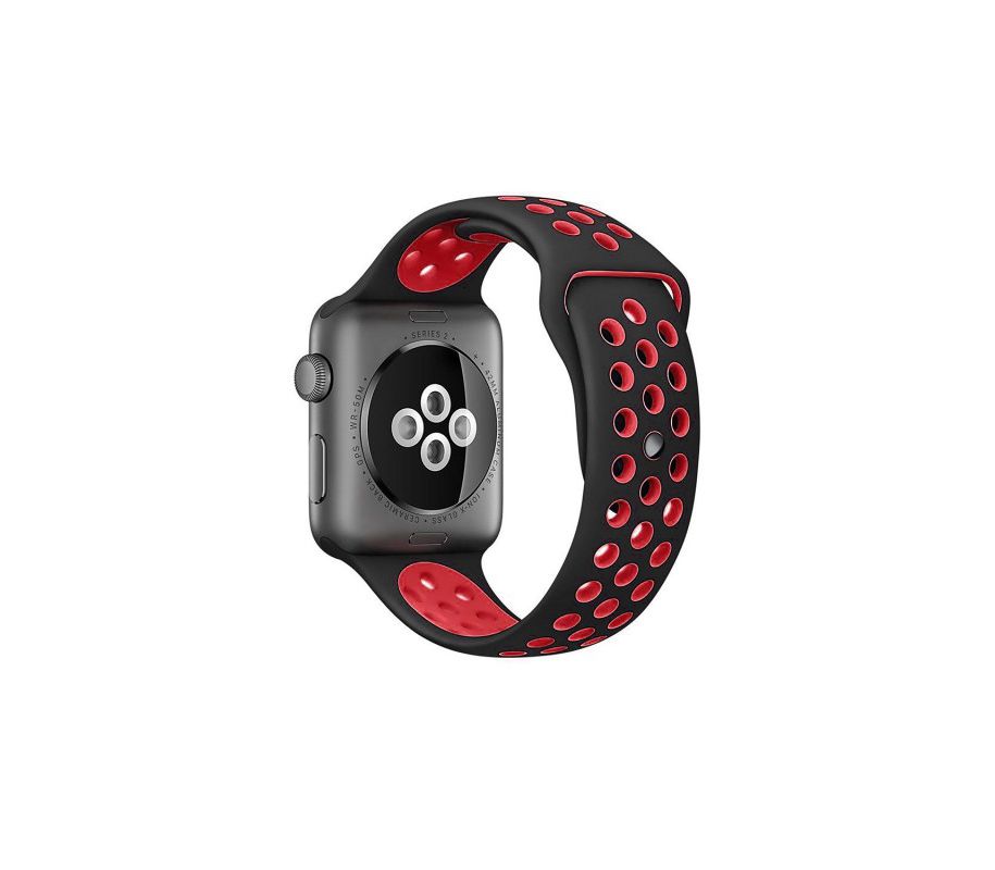 Ремешок силиконовый Nike для Apple Watch 42/44/45mm (черно-красный)