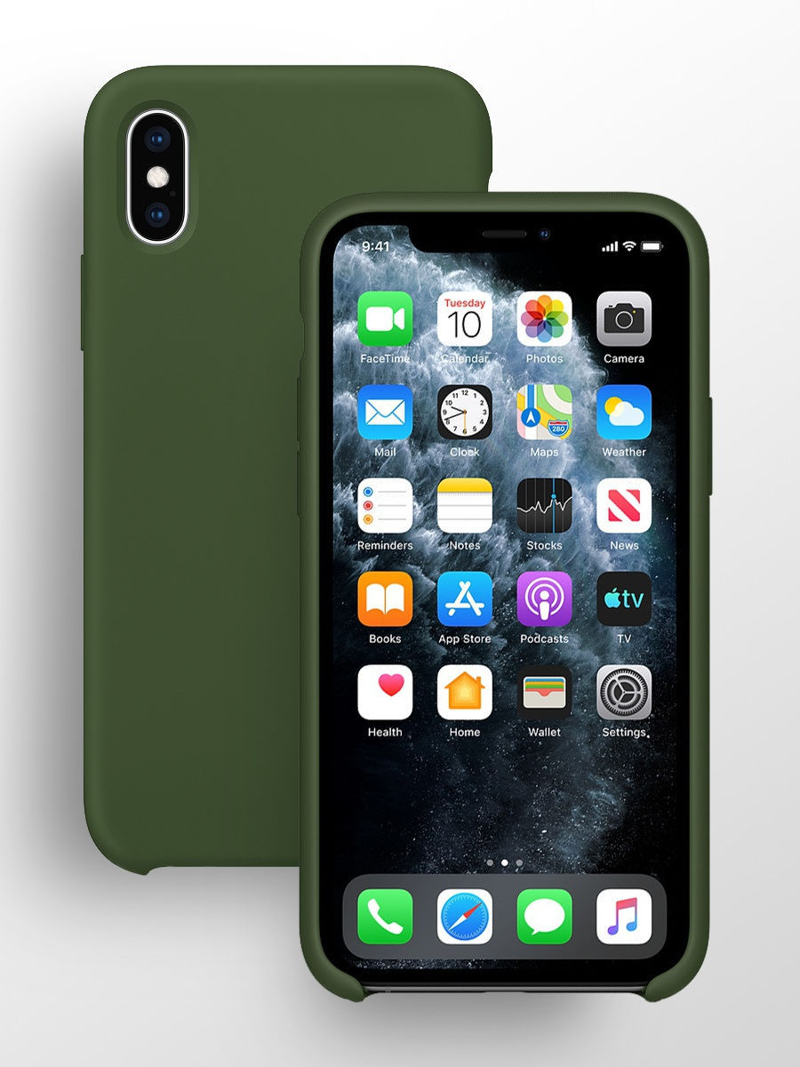 Чехол для iPhone X/XS Soft Touch (темно-зеленый)