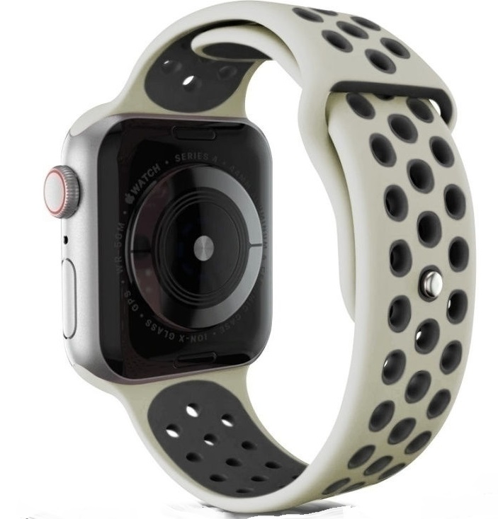 Ремешок силиконовый Nike для Apple Watch 38/40/41mm (бежево-черный)