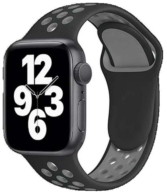 Ремешок силиконовый Nike для Apple Watch 38/40/41mm (черно-серый)