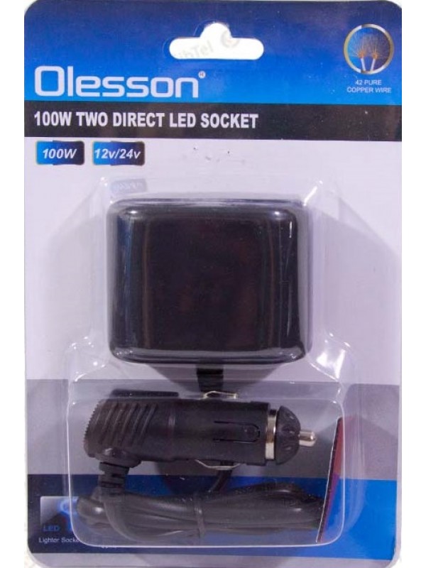 Автомобильный разветвитель прикуривателя Olesson 1644 (2 USB) (черный)