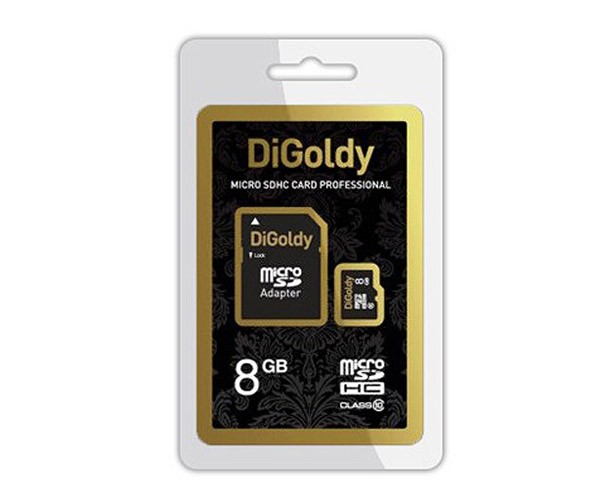Карта памяти 8Gb DiGoldy micro SD class 10 (с адаптером)