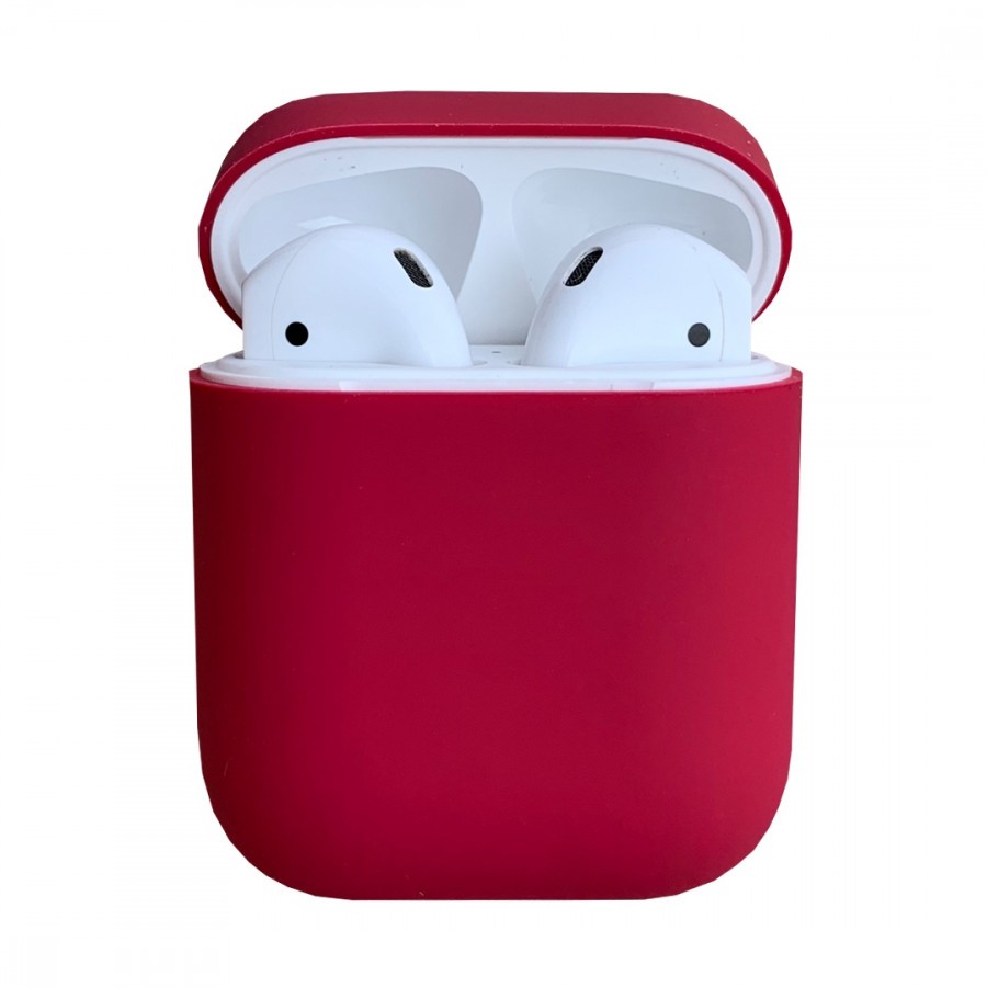 Чехол силиконовый для наушников AirPods 1/2 бордовый