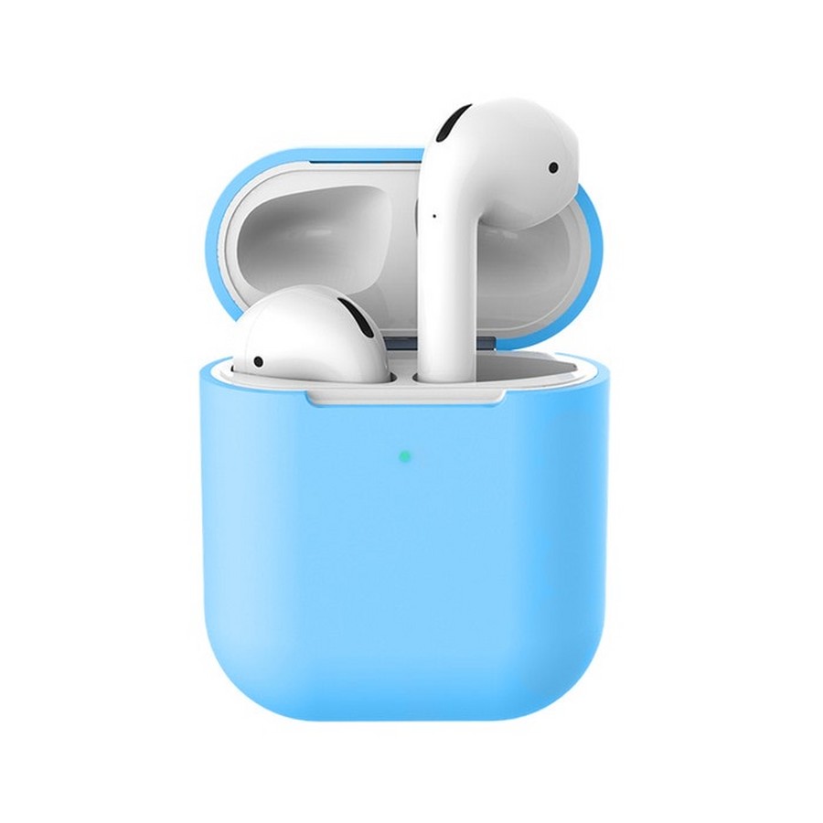 Чехол силиконовый для наушников AirPods 1/2 голубой