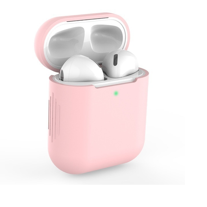 Чехол силиконовый для наушников AirPods 1/2 светло-розовый