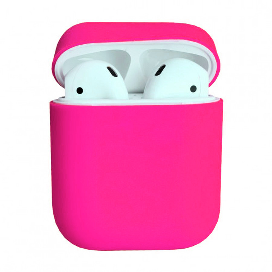 Чехол силиконовый для наушников AirPods 1/2 ярко-розовый