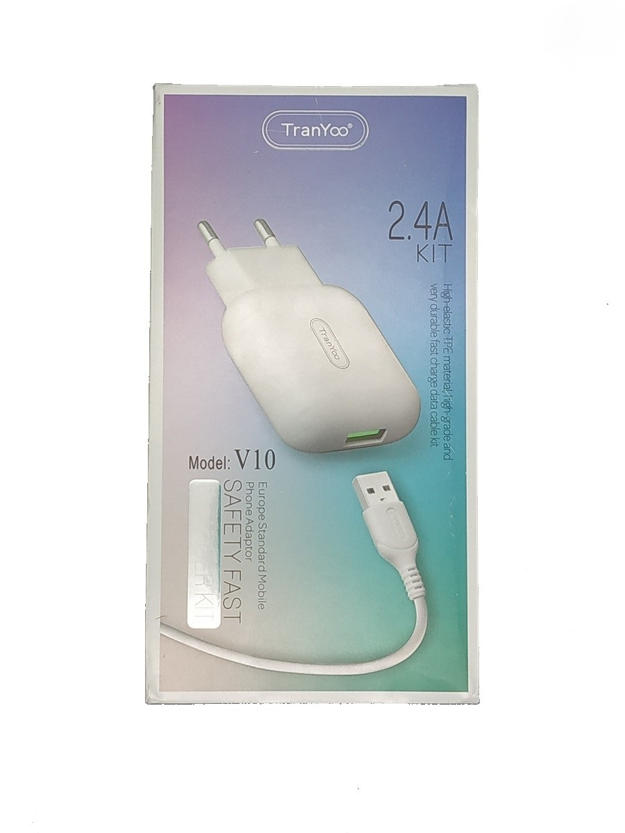 СЗУ Tranyoo V10+кабель microUSB (2USB/2.4A)