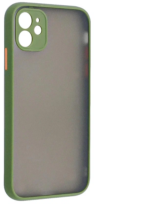 Чехол для iPhone 11 (пластик/матовый/силикон/защита камеры/хаки)