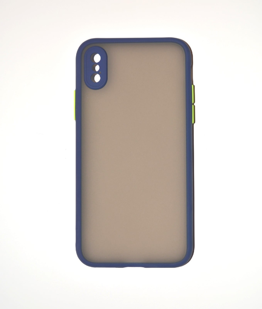 Чехол для iPhone X/XS (пластик/матовый/силикон/защита камеры/синий)