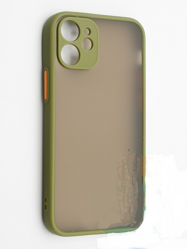 Чехол для iPhone X/XS (пластик/матовый/силикон/защита камеры/хаки)