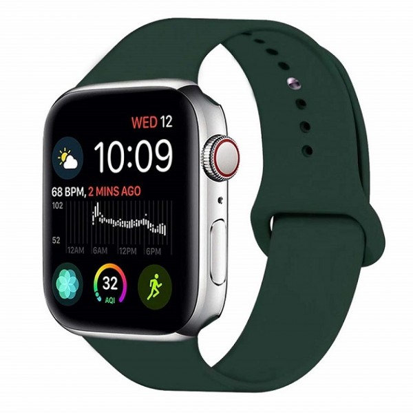 Ремешок силиконовый для Apple Watch 42/44/45mm (зеленый мох)
