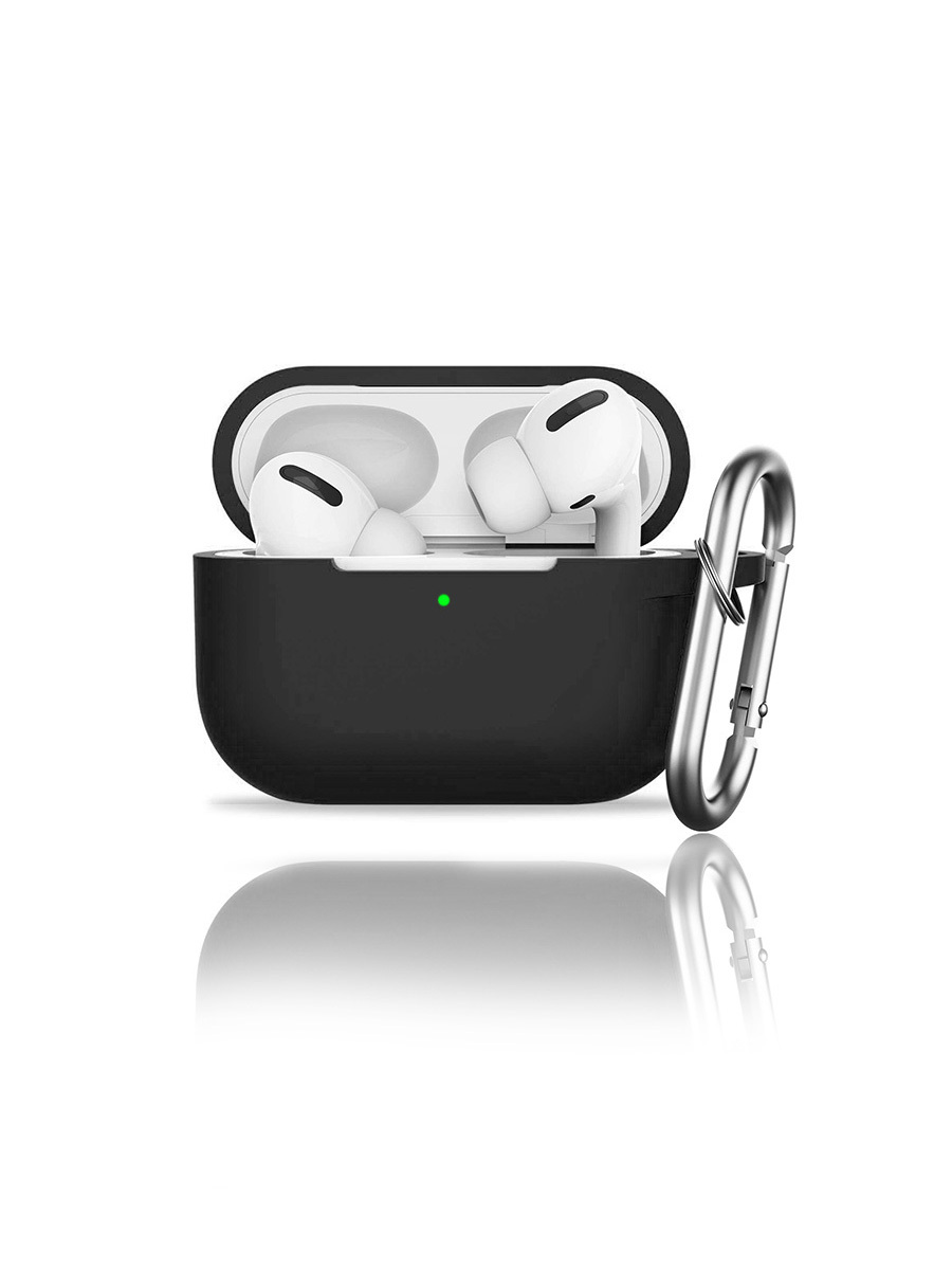 Чехол силиконовый для наушников Apple AirPods Pro с карабином черный