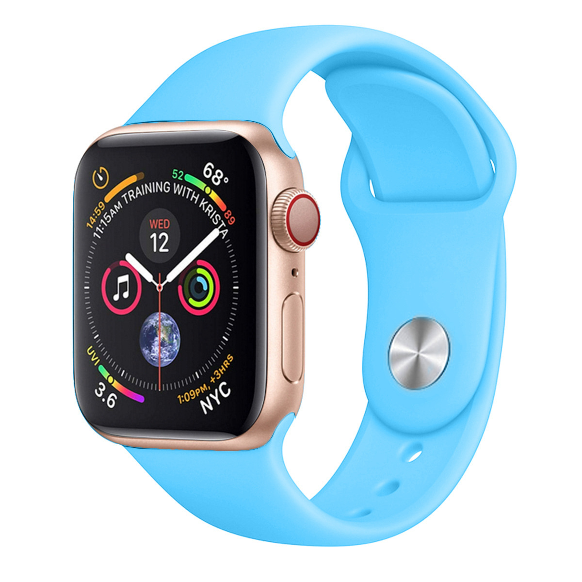 Ремешок силиконовый для Apple Watch 42/44/45mm (голубой)