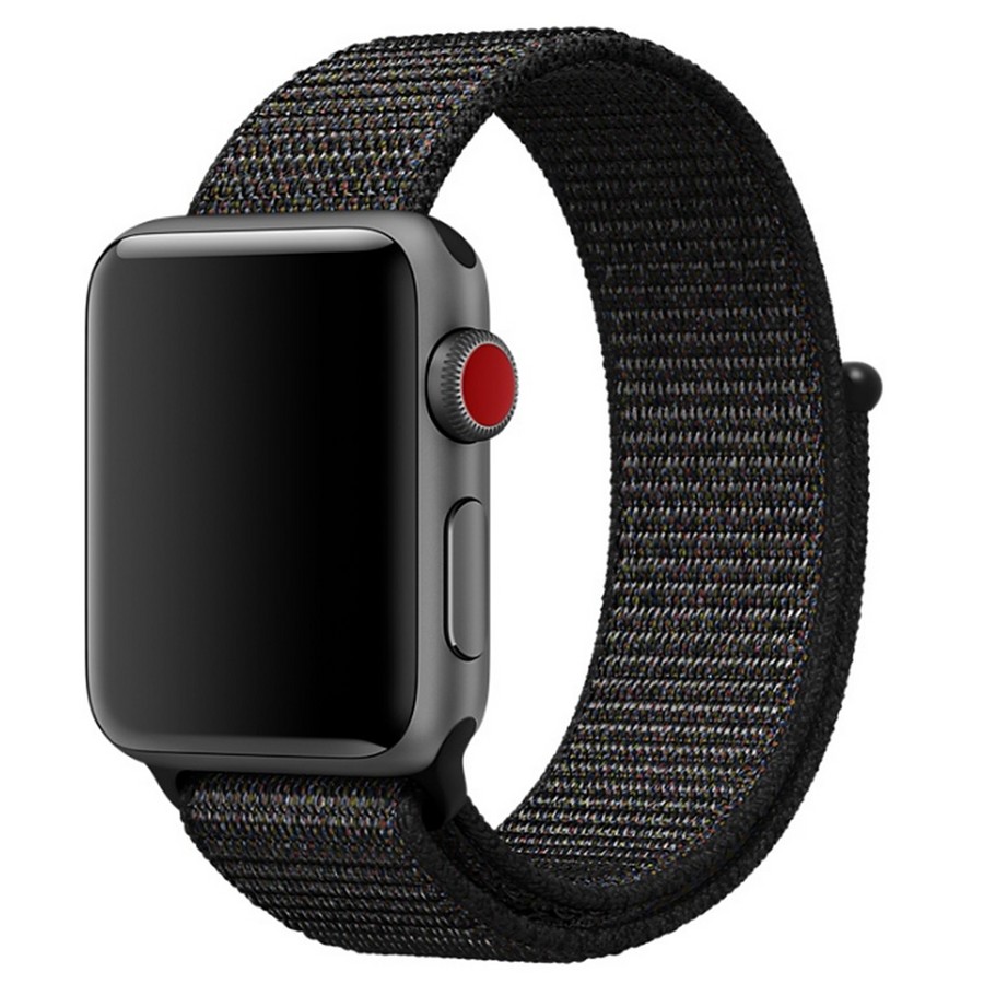 Ремешок плетеный нейлон для Apple Watch 38/40/41mm (черный)