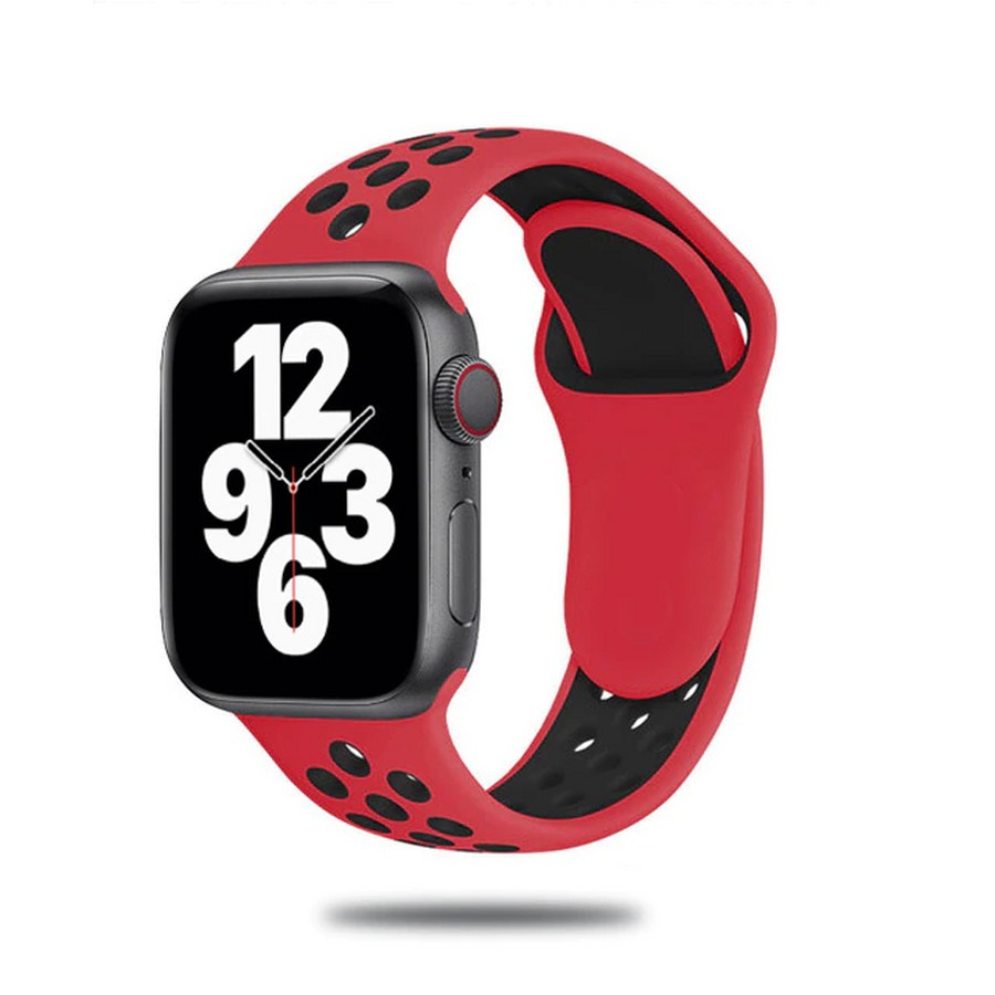 Ремешок силиконовый Nike для Apple Watch 38/40/41mm (красно-черный)