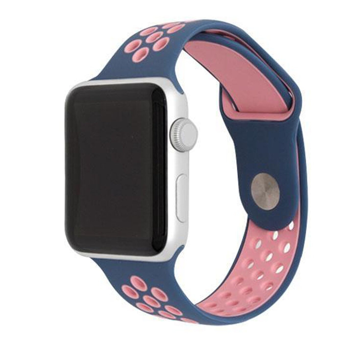 Ремешок силиконовый Nike для Apple Watch 42/44/45mm (сине-розовый)