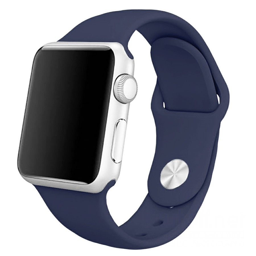 Ремешок силиконовый для Apple Watch 42/44/45mm (темно-синий) 