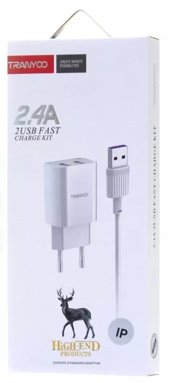 СЗУ Tranyoo V16+кабель Lighting (2USB/2.4A) 