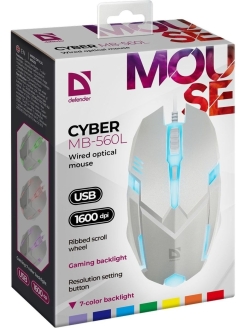 Мышь проводная Defender Cyber MB-560L белый