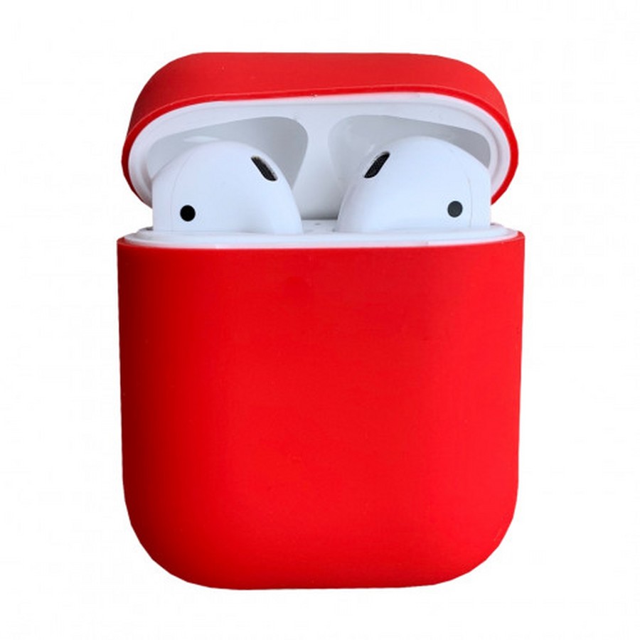 Чехол силиконовый для наушников Apple AirPods 1/2 красный 