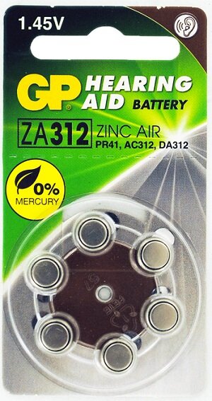 Батарейка GP 312 (PR41/AC312/DA312) 1.45V 