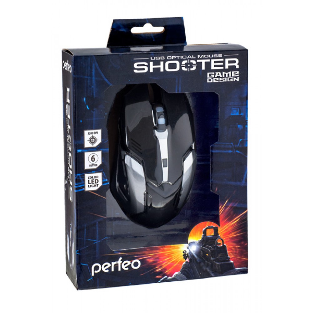 Мышь проводная Perfeo Shooter PF-5020 (черный)
