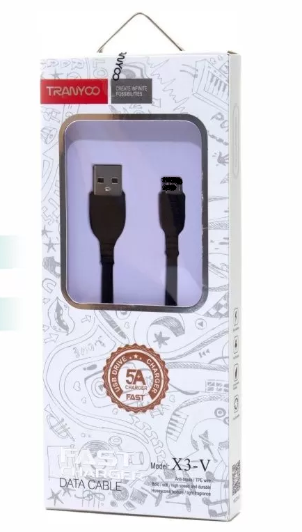 USB кабель Lightning  Tranyoo X3 1m 5A 