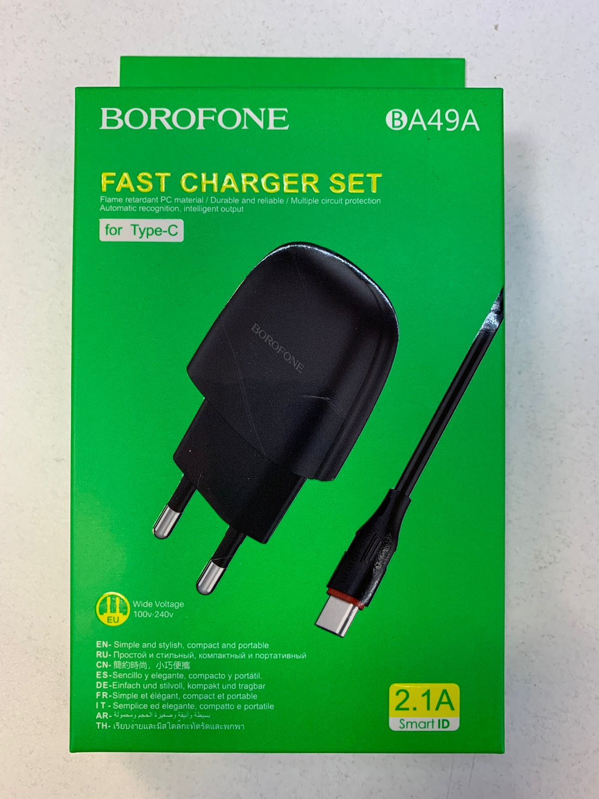 СЗУ BOROFONE BA49A+кабель Tape-C 1м (USB/2.1A) 