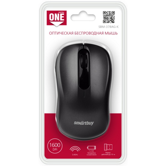 Мышь беспроводная SmartBuy ONE 378 (1000dpi/3 кнопки/серый, черный)