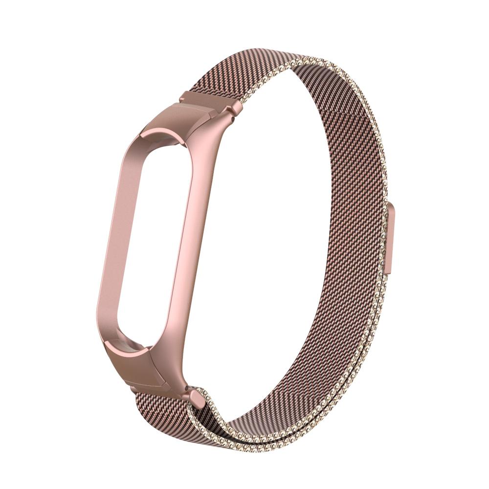 Ремешок для браслета Xiaomi Mi Band 5/6 металлический Y Case (розовый)