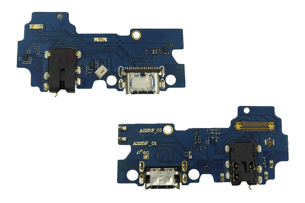 Шлейф для Samsung A225F (A22) плата системный разъем/разъем гарнитуры/микрофон - Премиум