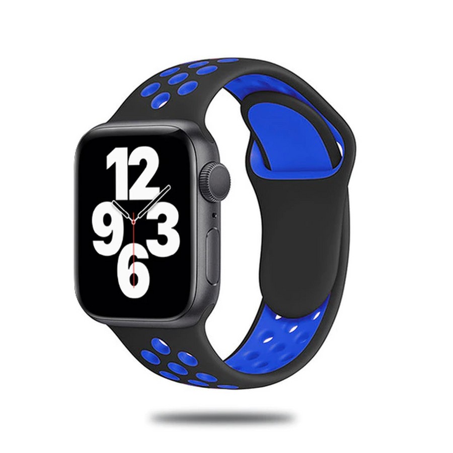 Ремешок силиконовый Nike для Apple Watch 42/44/45mm (черно-синий)
