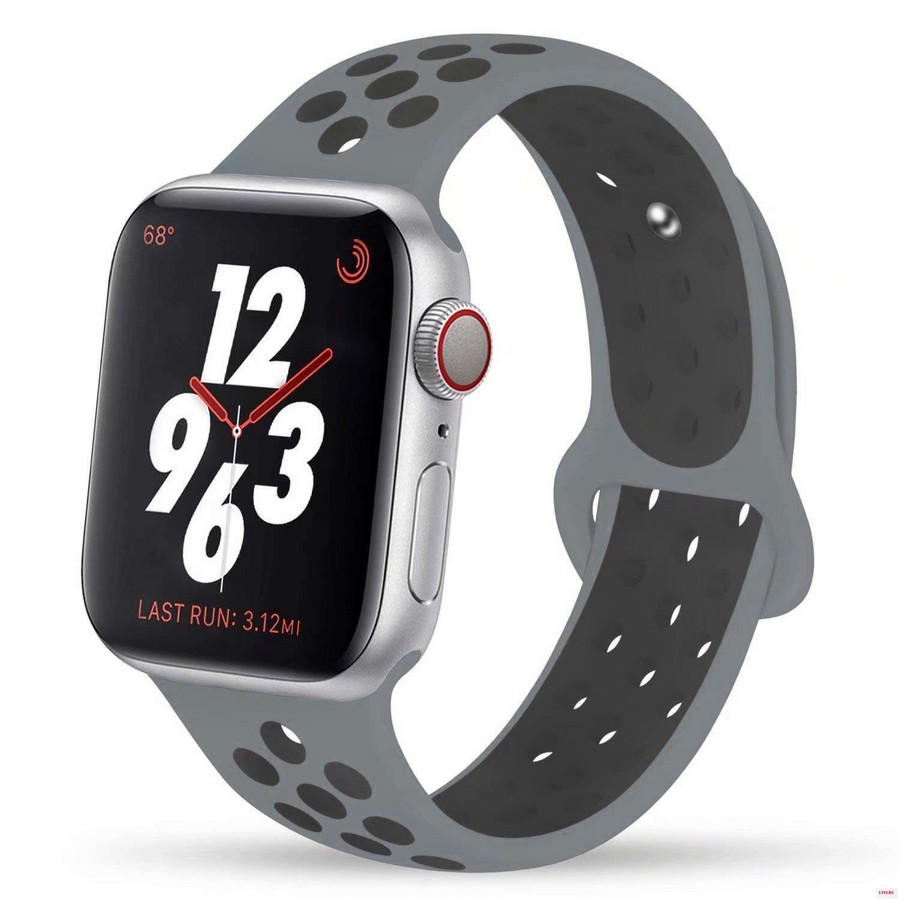 Ремешок силиконовый Nike для Apple Watch 42/44/45mm (серый-темно-серый)