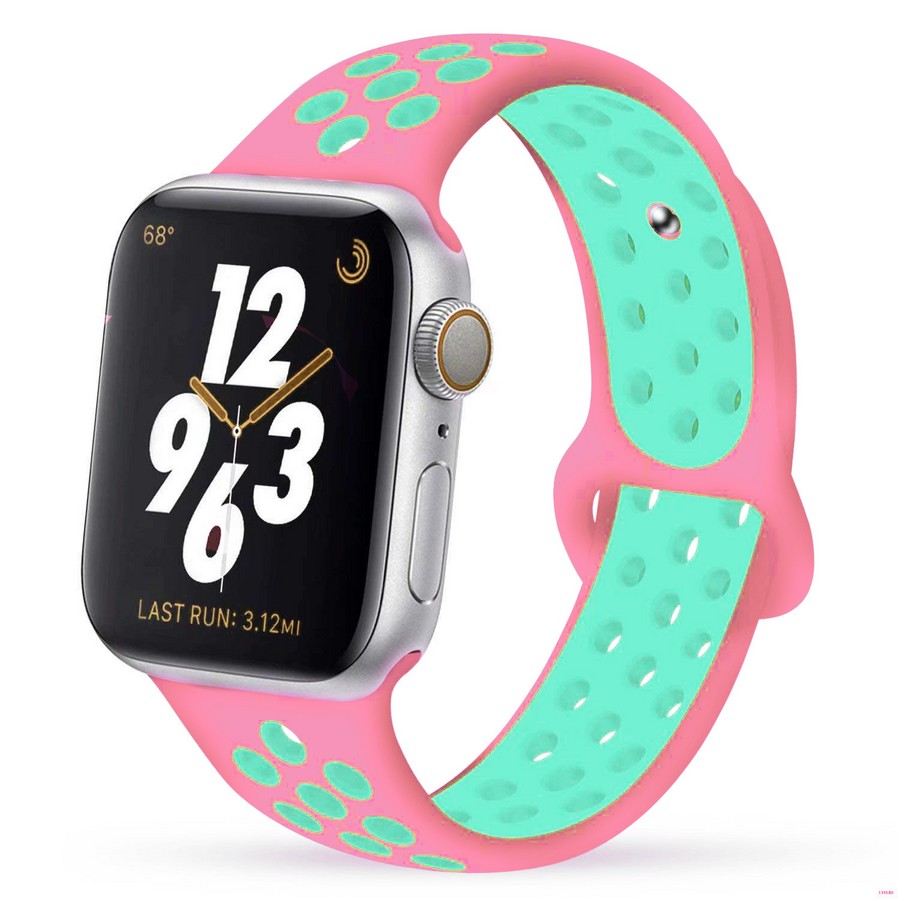 Ремешок силиконовый Nike для Apple Watch 42/44/45mm (розово-бирюзовый)