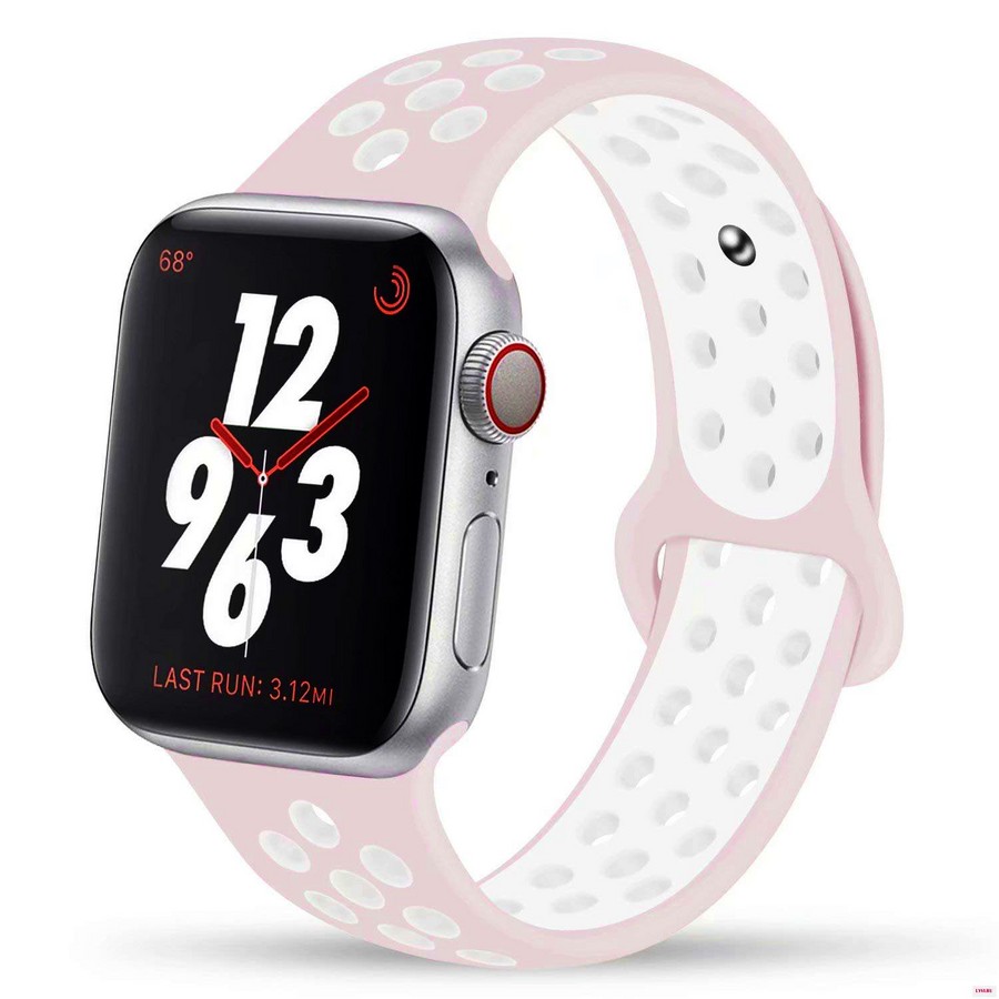 Ремешок силиконовый Nike для Apple Watch 42/44/45mm (розово-белый)