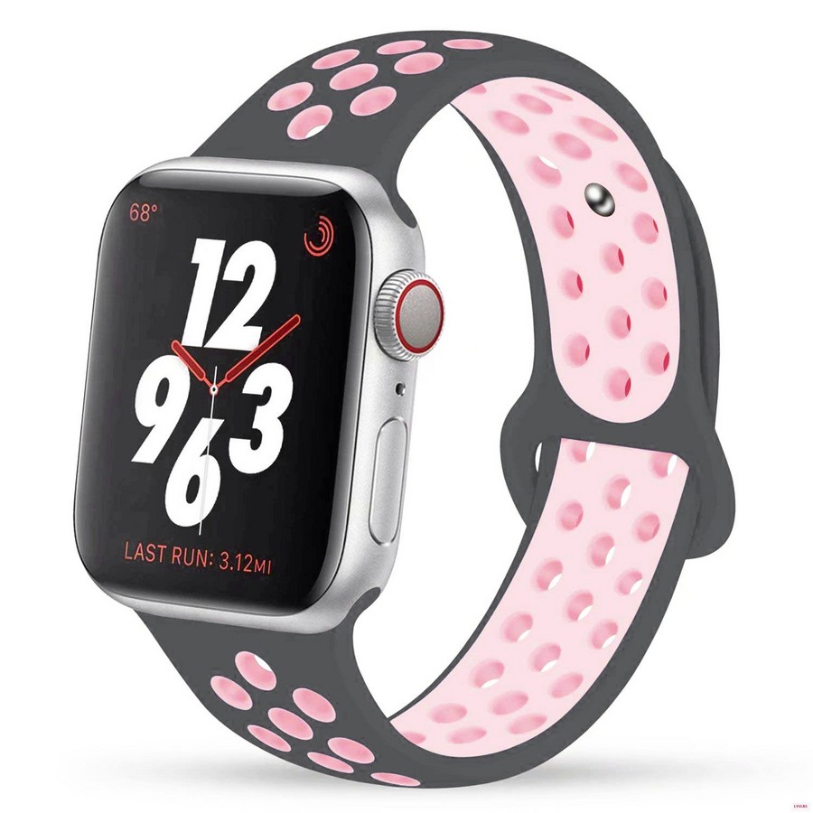 Ремешок силиконовый Nike для Apple Watch 38/40/41mm (серо-розовый)