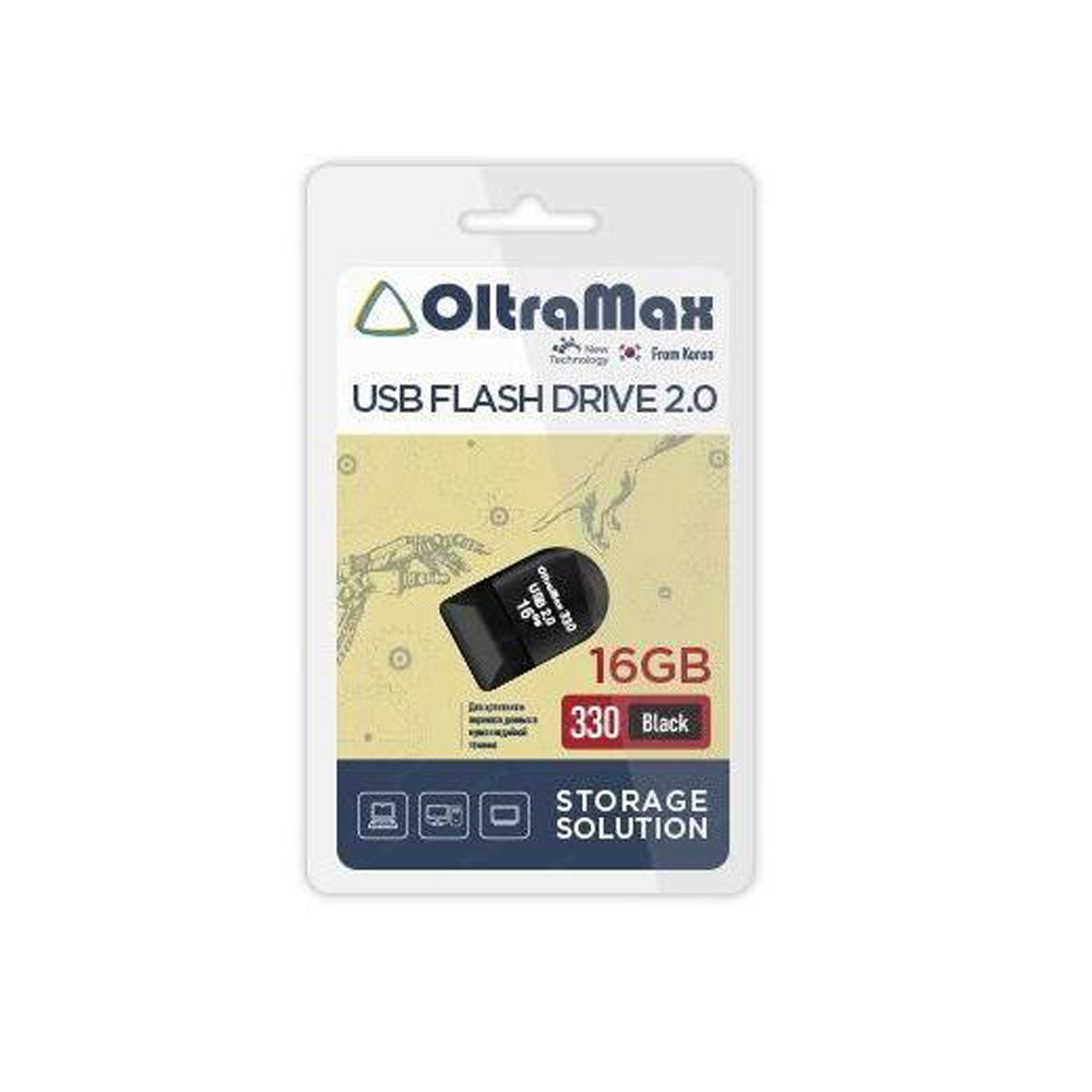 Флеш-накопитель 16GB OltraMax 330 Black короткая
