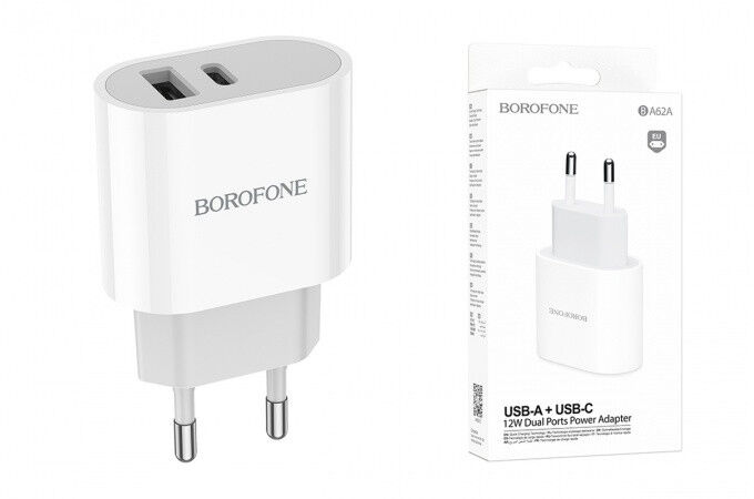 СЗУ BOROFONE BA62A USB/Type-C 2.4A