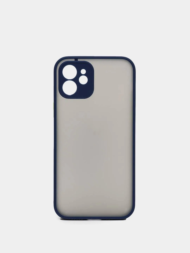 Чехол для iPhone 11 (пластик/матовый/силикон/защита камеры/синий)
