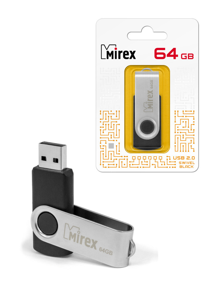 Флеш-накопитель Mirex 64GB Swivel black 