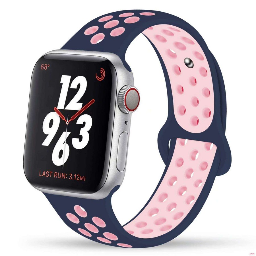 Ремешок силиконовый Nike для Apple Watch 42/44/45mm (темно-синий-розовый)