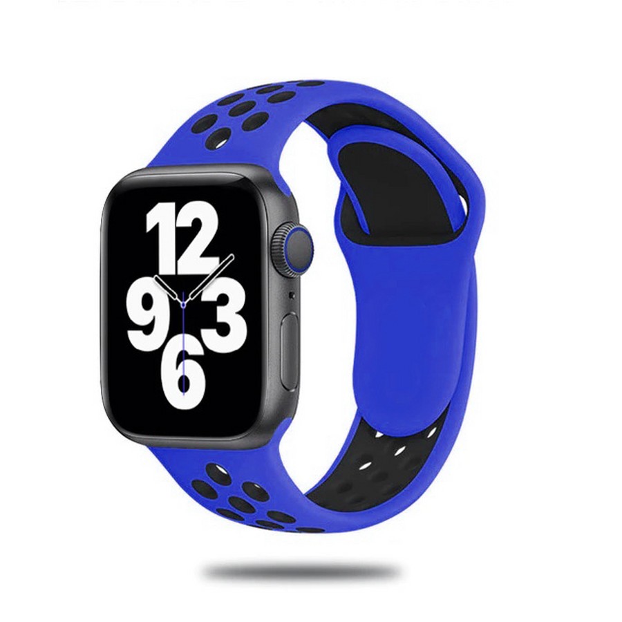 Ремешок силиконовый Nike для Apple Watch 42/44/45mm (темно-синий-черный)