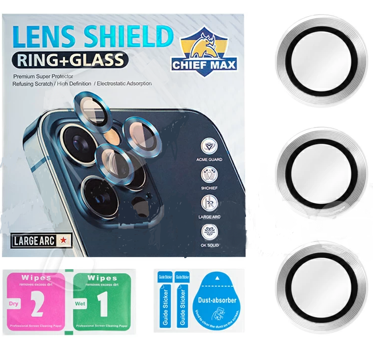Защитное стекло линзы камеры для iPhone 12 Pro Max (комплект 3 шт.) Серебро