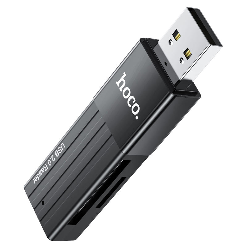 Картридер Hoco HB20 Mindful (2-in-1) черный (MicroSD/SD)