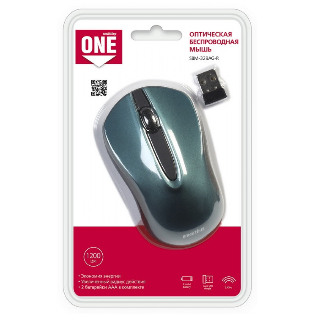 Мышь беспроводная SmartBuy 329AG-B, USB, опт,,3кн., 1200dpi, синий/черный